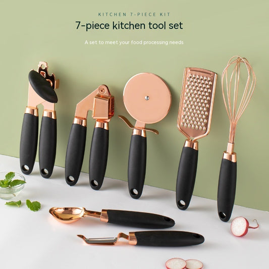 Durable Rose Gold Kitchen Tool Set - Elegant Stainless Steel