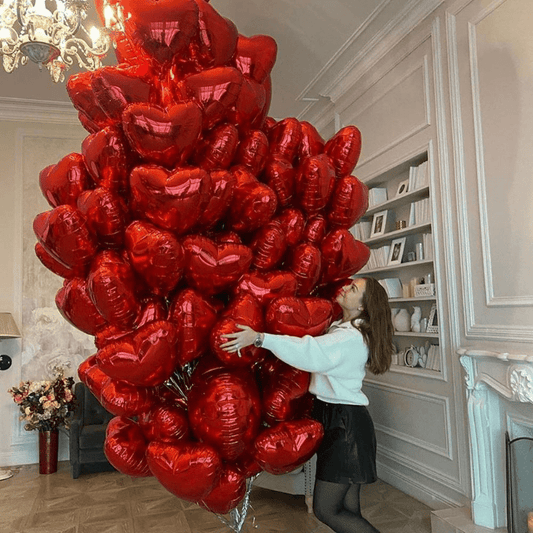 10pcs 18 Inch/45.72cm Red Heart Love Aluminum Balloon Easter Gift Eid Al-Adha Mubarak -winter, new year