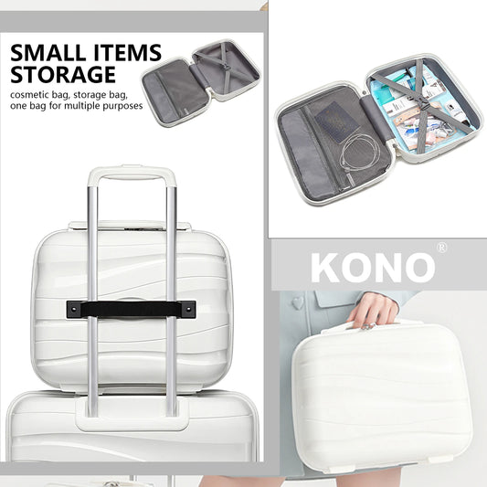 Kono Large Check in Luggage Lightweight Polypropylene Hard Shell Suitcase with TSA Lock Spinner Wheels