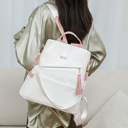 Oxford Cloth Stitching Women'S Backpack Anti-Theft Back Zipper Girls Schoolbag Casual Travel Double Shoulder Backpack