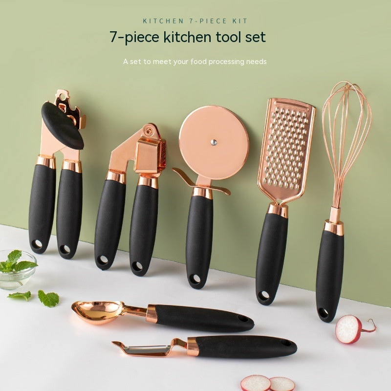 Durable Rose Gold Kitchen Tool Set - Elegant Stainless Steel