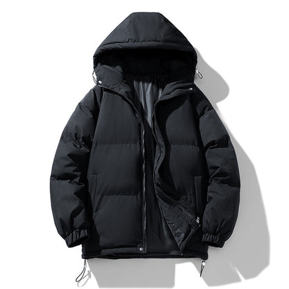 Men's Hoodie Coat Winter Fashion Solid ZIp-up Thickened Cotton-padded Jacket Casual Warm Outwear Top Clothing