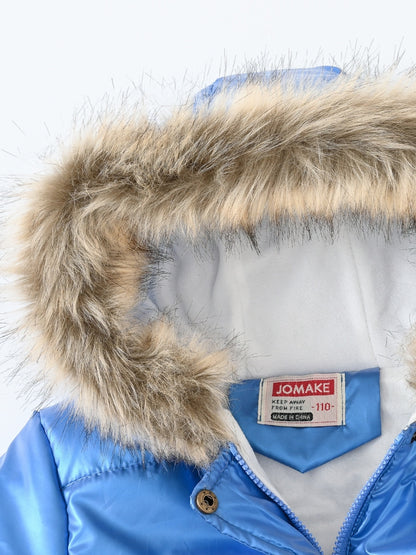 Children's Winter New Style Thickened Glossy Hooded Jacket for Boys and Girls, Mid-Length