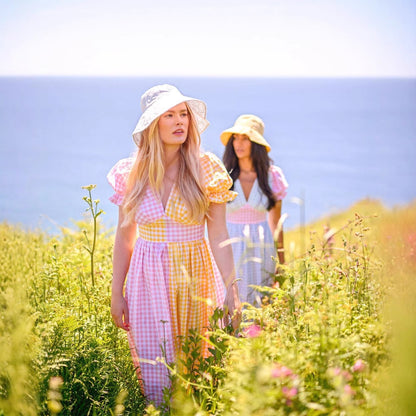 New Design-Driven Niche Summer Thin Plaid V-Neck Dress