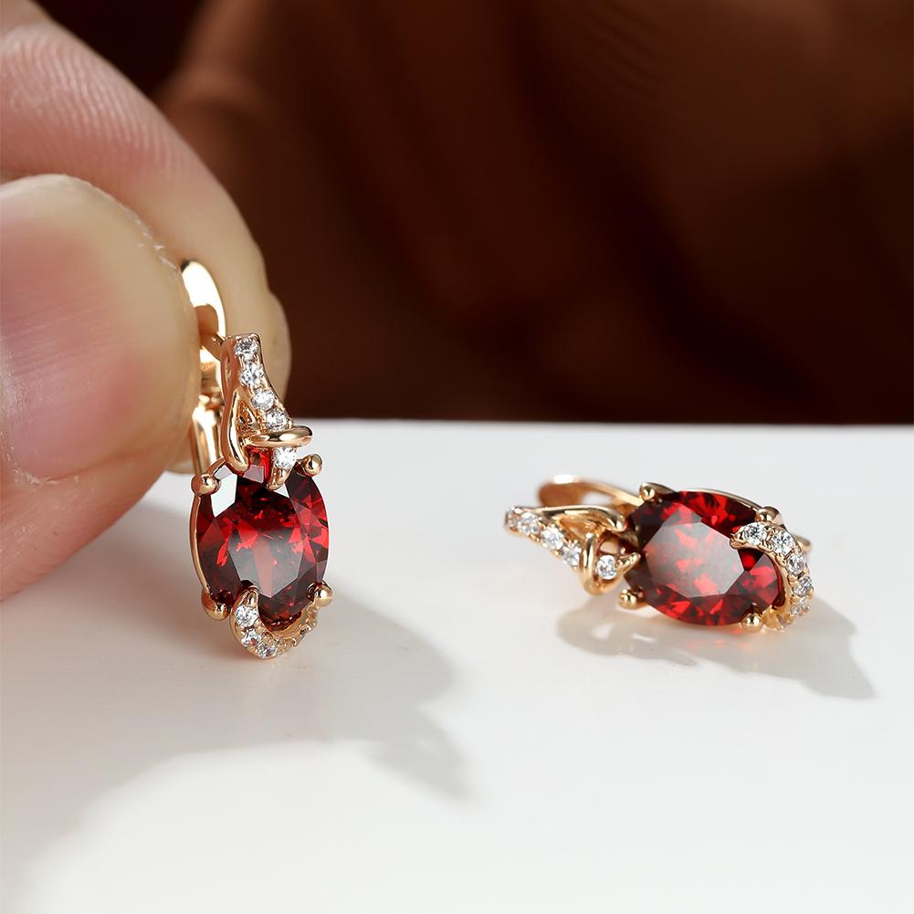 [18K Gold Plated Earrings] 18K Gold Plated Blue Stone Stud Earrings | Trendy Round Oval Cut White Blue Red Pink Stone Drop Earrings | Anniversary Claw Earrings Jewelry for Women