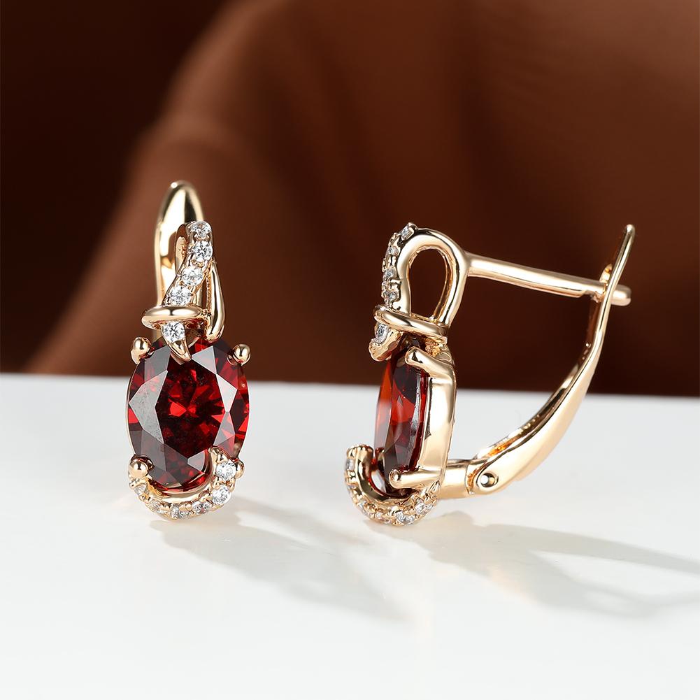 [18K Gold Plated Earrings] 18K Gold Plated Blue Stone Stud Earrings | Trendy Round Oval Cut White Blue Red Pink Stone Drop Earrings | Anniversary Claw Earrings Jewelry for Women