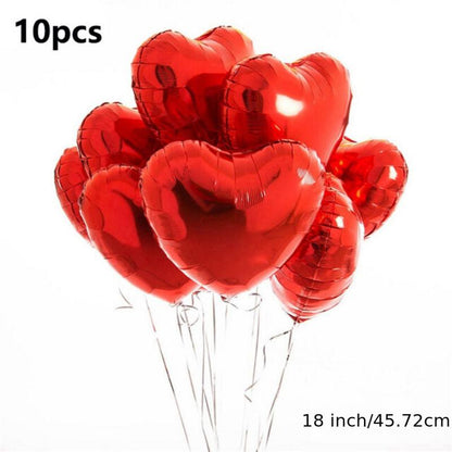 10pcs 18 Inch/45.72cm Red Heart Love Aluminum Balloon Easter Gift Eid Al-Adha Mubarak -winter, new year