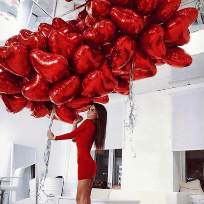 10pcs 18 Inch/45.72cm Red Heart Love Aluminum Balloon Easter Gift Eid Al-Adha Mubarak -winter, new year