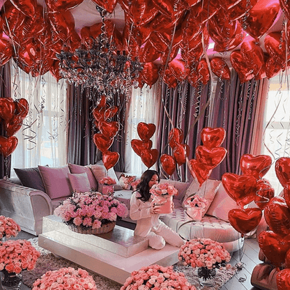10pcs 18 Inch/45.72cm Red Heart Love Aluminum Balloon Easter Gift Eid Al-Adha Mubarak -winter, new year