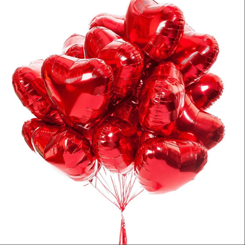 10pcs 18 Inch/45.72cm Red Heart Love Aluminum Balloon Easter Gift Eid Al-Adha Mubarak -winter, new year