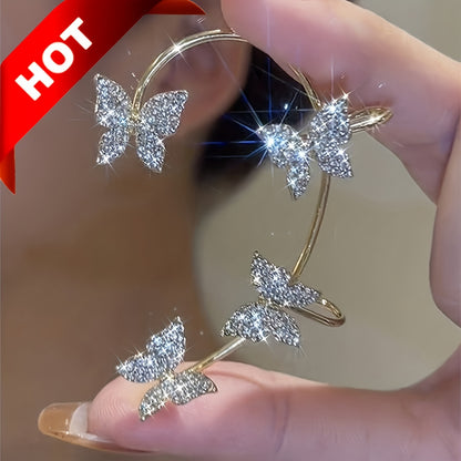 [Butterfly Luxury Golden Earrings] French-style Golden Sparkling Butterfly Luxury Butterfly Earrings