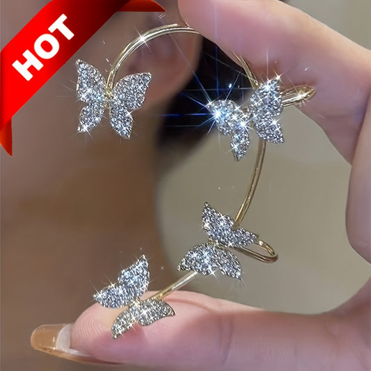 [Butterfly Luxury Golden Earrings] French-style Golden Sparkling Butterfly Luxury Butterfly Earrings
