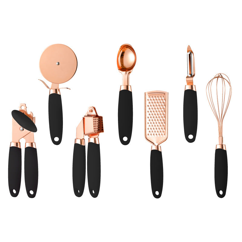 Durable Rose Gold Kitchen Tool Set - Elegant Stainless Steel