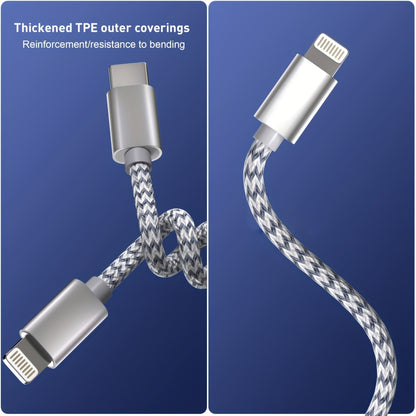 USB-C to Lightning Cable 1/2/3/4-Pack, 182.88cm Nylon Braided C-Type Fast Charging Cable for iPhone Charger, Compatible with iPhone 14/13/12/11 Pro Max in Gray and White