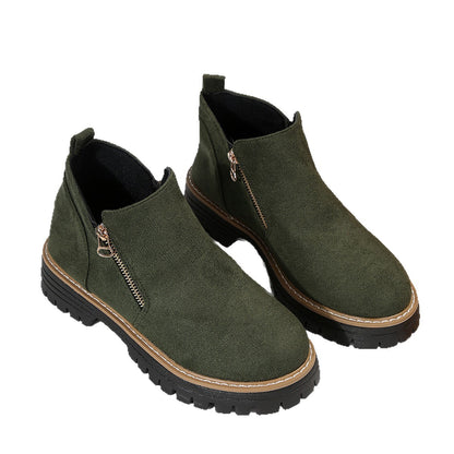Fashion Ankle Boots With Side Zipper Ins Chunky Boots Autumn Winter Suede Shoes Women