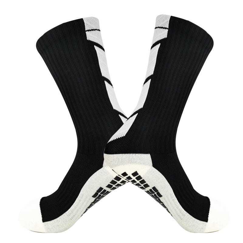 Non-Slip Rubber Grip Cushioned Soccer Socks - Anti-Slip Training Socks with Non-Slip Traction, All-Season Athletic Socks for Football, Basketball, Running, Hiking