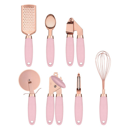 Durable Rose Gold Kitchen Tool Set - Elegant Stainless Steel