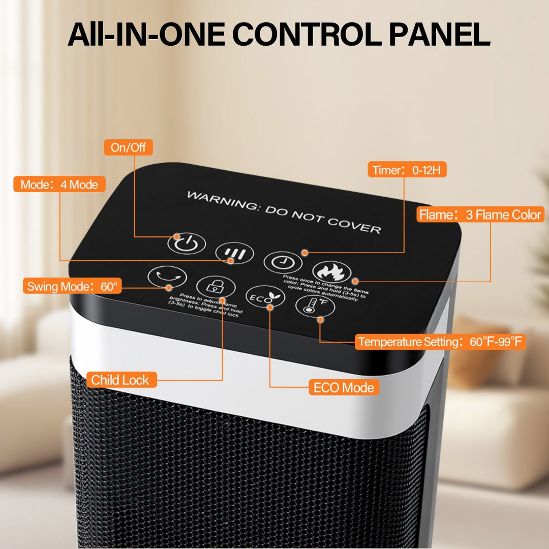 23inch Space Heaters For Indoor Use, Portable Heater With 7 Light Colors
