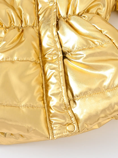 Children's Winter New Style Thickened Glossy Hooded Jacket for Boys and Girls, Mid-Length