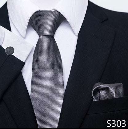 Men's Creative All-match Business Formal Wear Tie Scarf Cuff Buckle Set