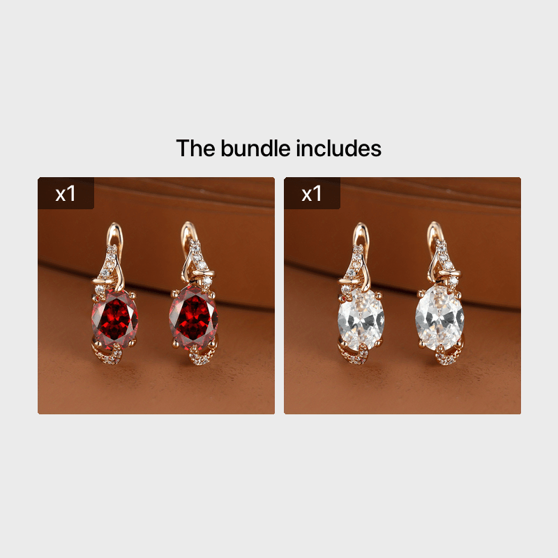 [18K Gold Plated Earrings] 18K Gold Plated Blue Stone Stud Earrings | Trendy Round Oval Cut White Blue Red Pink Stone Drop Earrings | Anniversary Claw Earrings Jewelry for Women