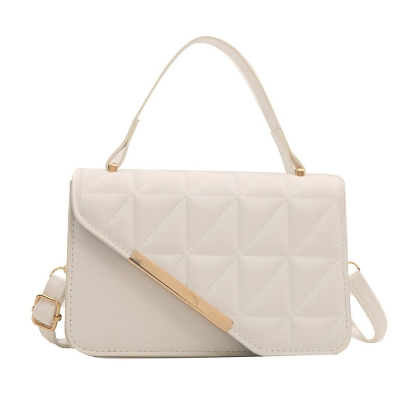 Simple Fashion Solid Color Diamond Indentation Handbag