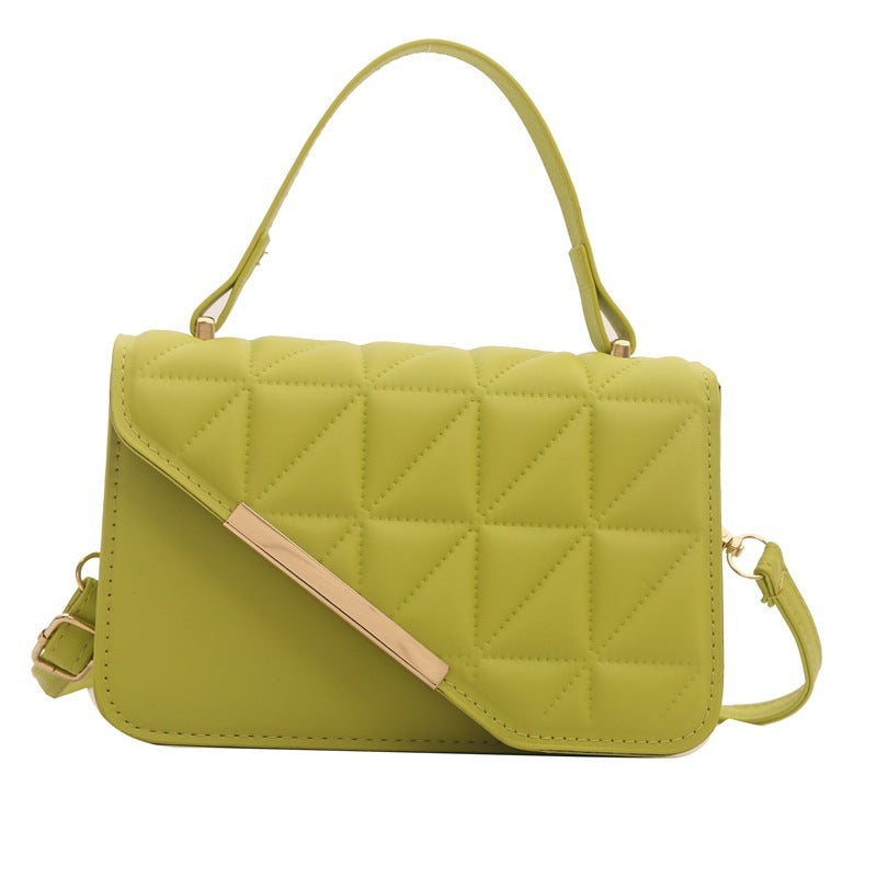 Simple Fashion Solid Color Diamond Indentation Handbag