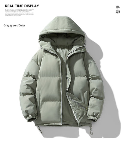 Men's Hoodie Coat Winter Fashion Solid ZIp-up Thickened Cotton-padded Jacket Casual Warm Outwear Top Clothing