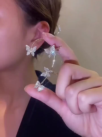 [Butterfly Luxury Golden Earrings] French-style Golden Sparkling Butterfly Luxury Butterfly Earrings