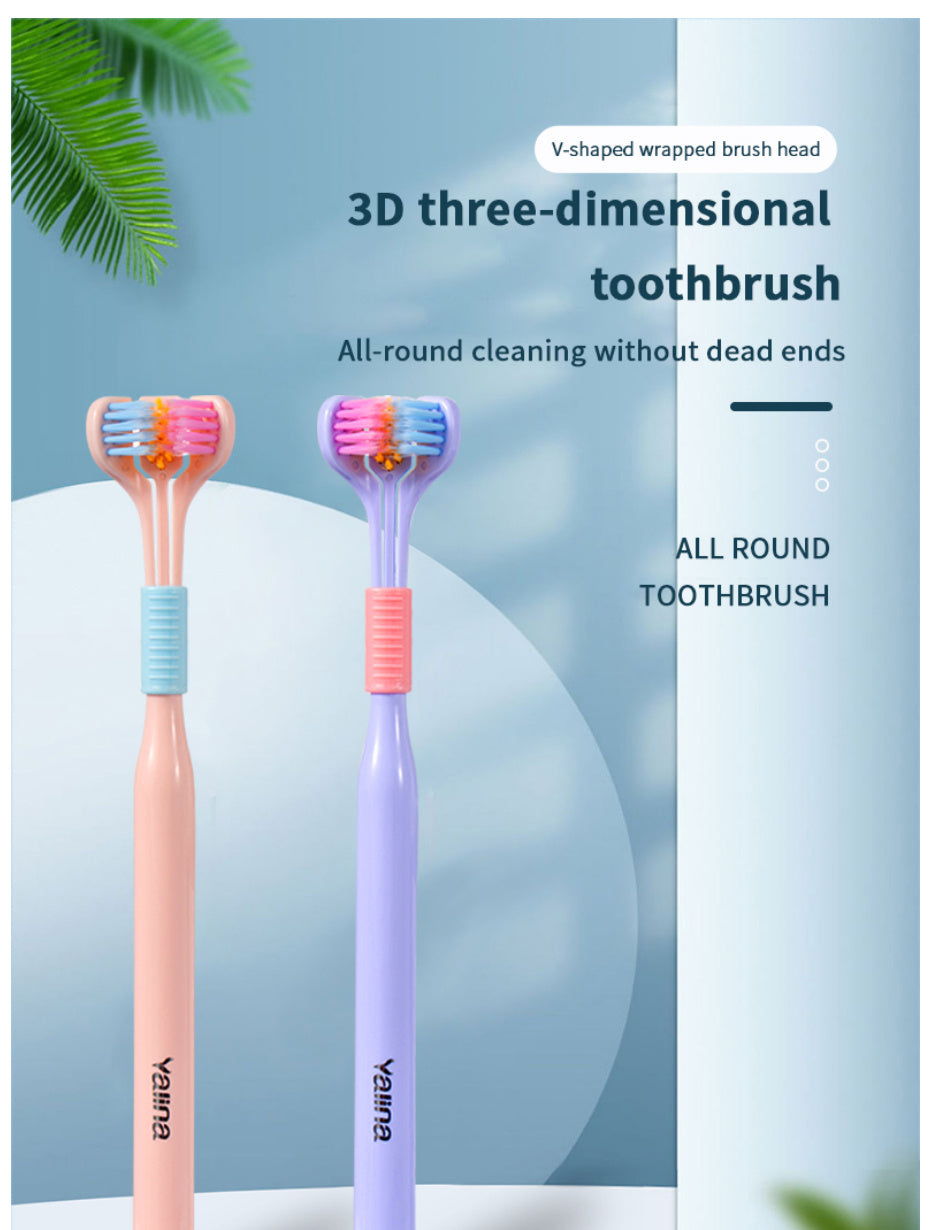 1pc Threesided Soft Bristle Toothbrush, Bristle Travel Toothbrush For Adult, Soft Bristle Toothbrush, Complete Teeth And Gum-Care Great Bristles Clean Each Tooth Soft And Gentle Toothbrush