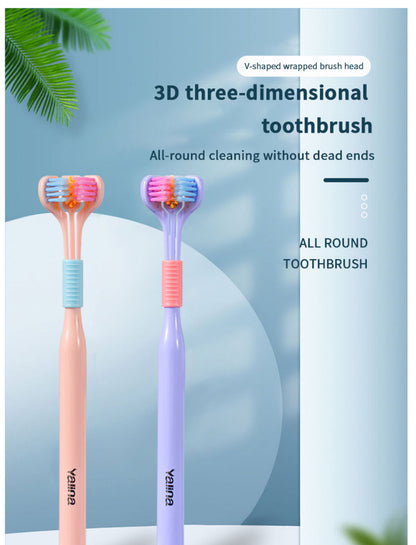 1pc Threesided Soft Bristle Toothbrush, Bristle Travel Toothbrush For Adult, Soft Bristle Toothbrush, Complete Teeth And Gum-Care Great Bristles Clean Each Tooth Soft And Gentle Toothbrush