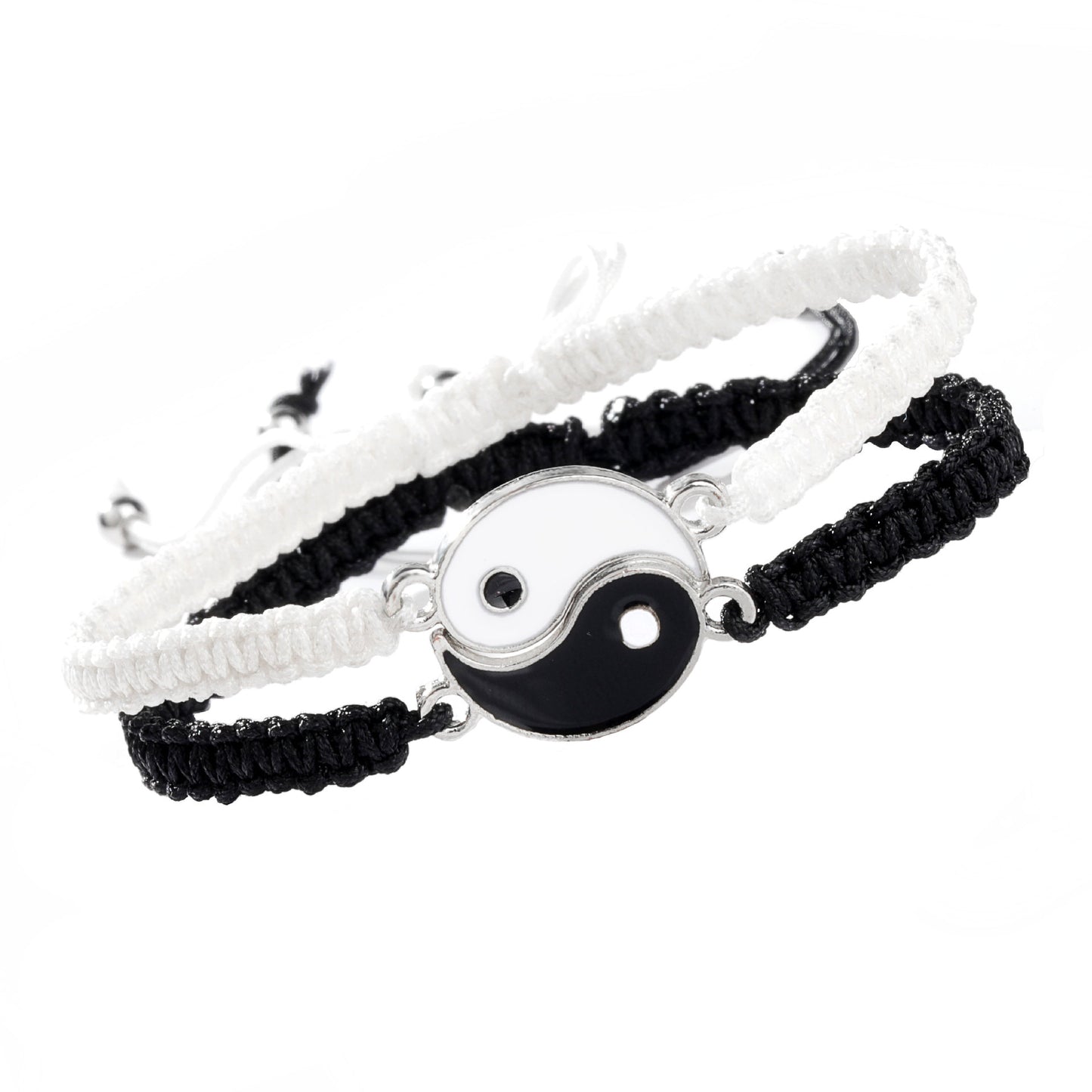2pcs Best Friend Bracelets for 2 Adjustable Cord Thread Yin Yang Matching Bracelet for Bff Friendship Relationship Friendshop Boyfriend Girlfriend Valentines Gift, Suitable for Women
