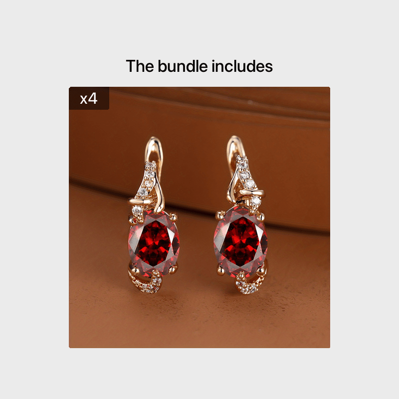 [18K Gold Plated Earrings] 18K Gold Plated Blue Stone Stud Earrings | Trendy Round Oval Cut White Blue Red Pink Stone Drop Earrings | Anniversary Claw Earrings Jewelry for Women