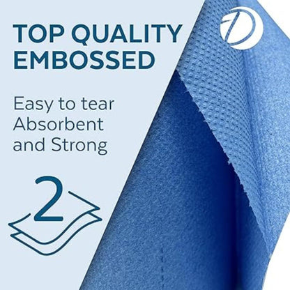6pcs Blue Rolls 2 Ply Centrefeed Blue Roll Strong & Absorbent Blue Kitchen Rolls, Embossed Paper Towels Multi Fold Double Layer Tissue Roll, Household Cleaning Blue Rolls, Perfect for Commercial, Kitchen Use & Cleaning Toilet