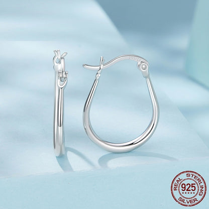 Simple Oval Plain Silver Earrings