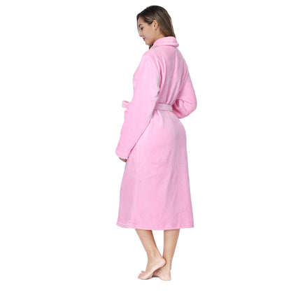 RONGTAI Womens Bathrobe Ladies Fleece Plush Warm Long Robes Fleece Nightgown Sleepwear