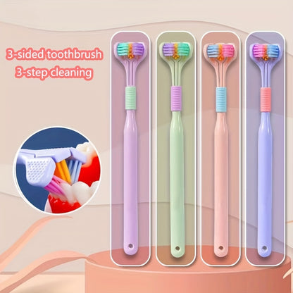 1pc Threesided Soft Bristle Toothbrush, Bristle Travel Toothbrush For Adult, Soft Bristle Toothbrush, Complete Teeth And Gum-Care Great Bristles Clean Each Tooth Soft And Gentle Toothbrush