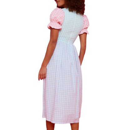 New Design-Driven Niche Summer Thin Plaid V-Neck Dress