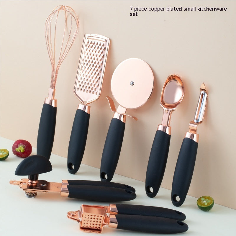 Durable Rose Gold Kitchen Tool Set - Elegant Stainless Steel