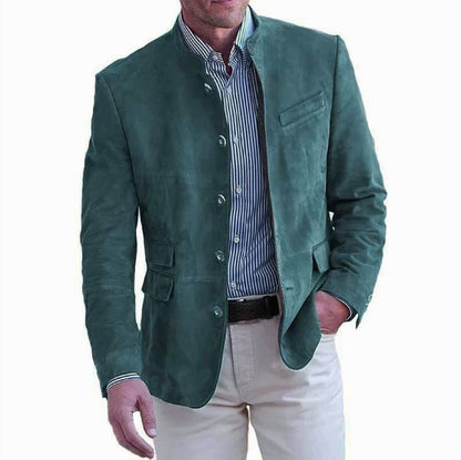 Men's Business Casual Suit Jacket Autumn Winter Fashion Commuter Daily Basic Blazer Solid Stand Collar Jacket Men's Clothing