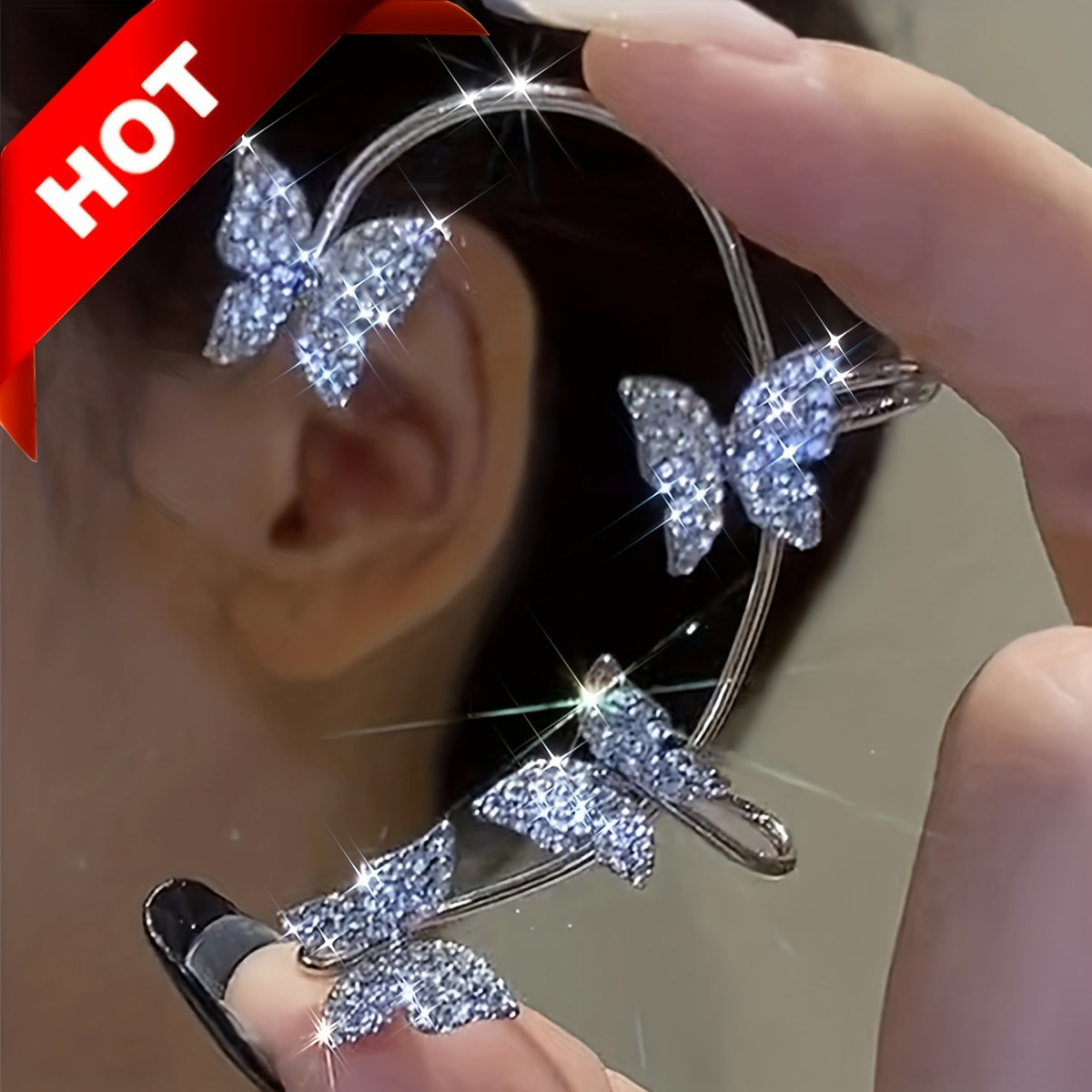 [Butterfly Luxury Golden Earrings] French-style Golden Sparkling Butterfly Luxury Butterfly Earrings