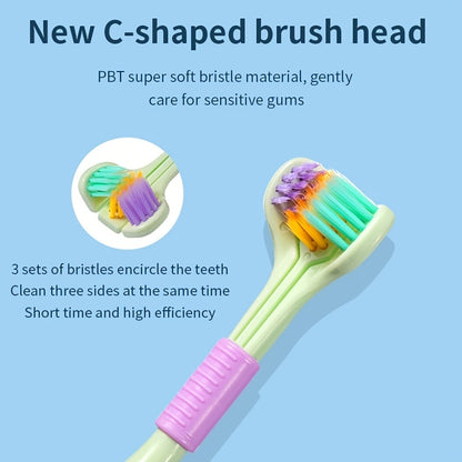 1pc Threesided Soft Bristle Toothbrush, Bristle Travel Toothbrush For Adult, Soft Bristle Toothbrush, Complete Teeth And Gum-Care Great Bristles Clean Each Tooth Soft And Gentle Toothbrush