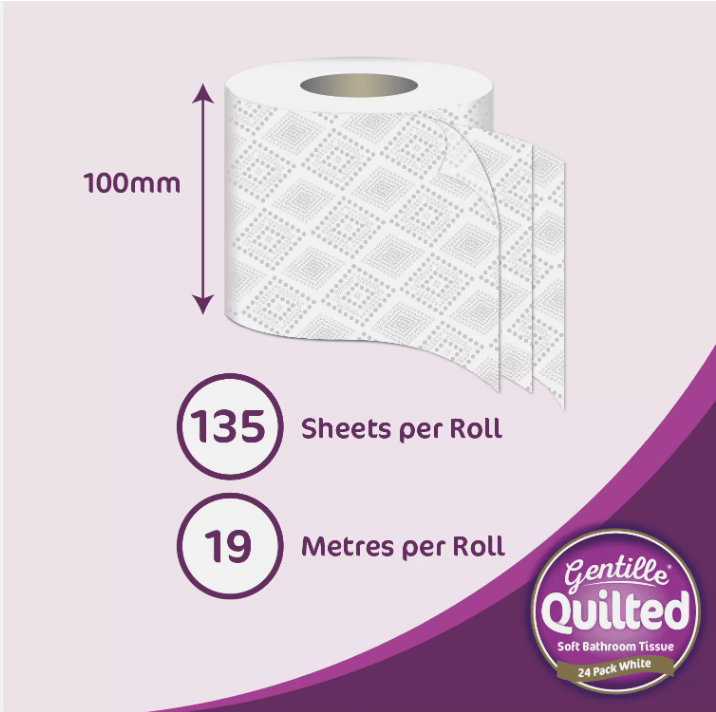 Toilet Tissue 45 rolls. Gentille Quilted Bathroom Tissue Luxury 3-Ply Toilet Paper Soft, Strong, & Responsibly