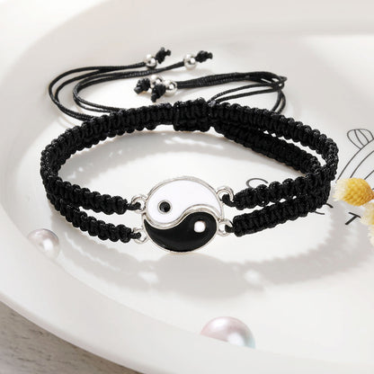 2pcs Best Friend Bracelets for 2 Adjustable Cord Thread Yin Yang Matching Bracelet for Bff Friendship Relationship Friendshop Boyfriend Girlfriend Valentines Gift, Suitable for Women