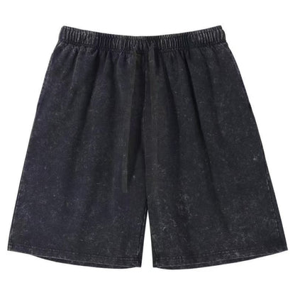 Distressed Fried Snowflake Shorts Washed Cotton Retro Loose Shorts