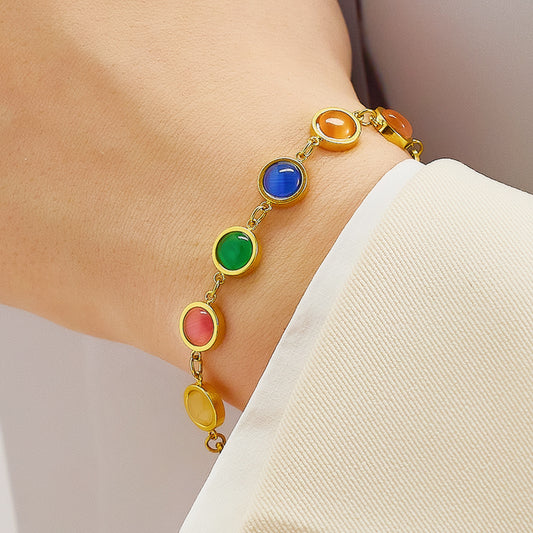 French Retro Stainless Steel Bracelet For Women