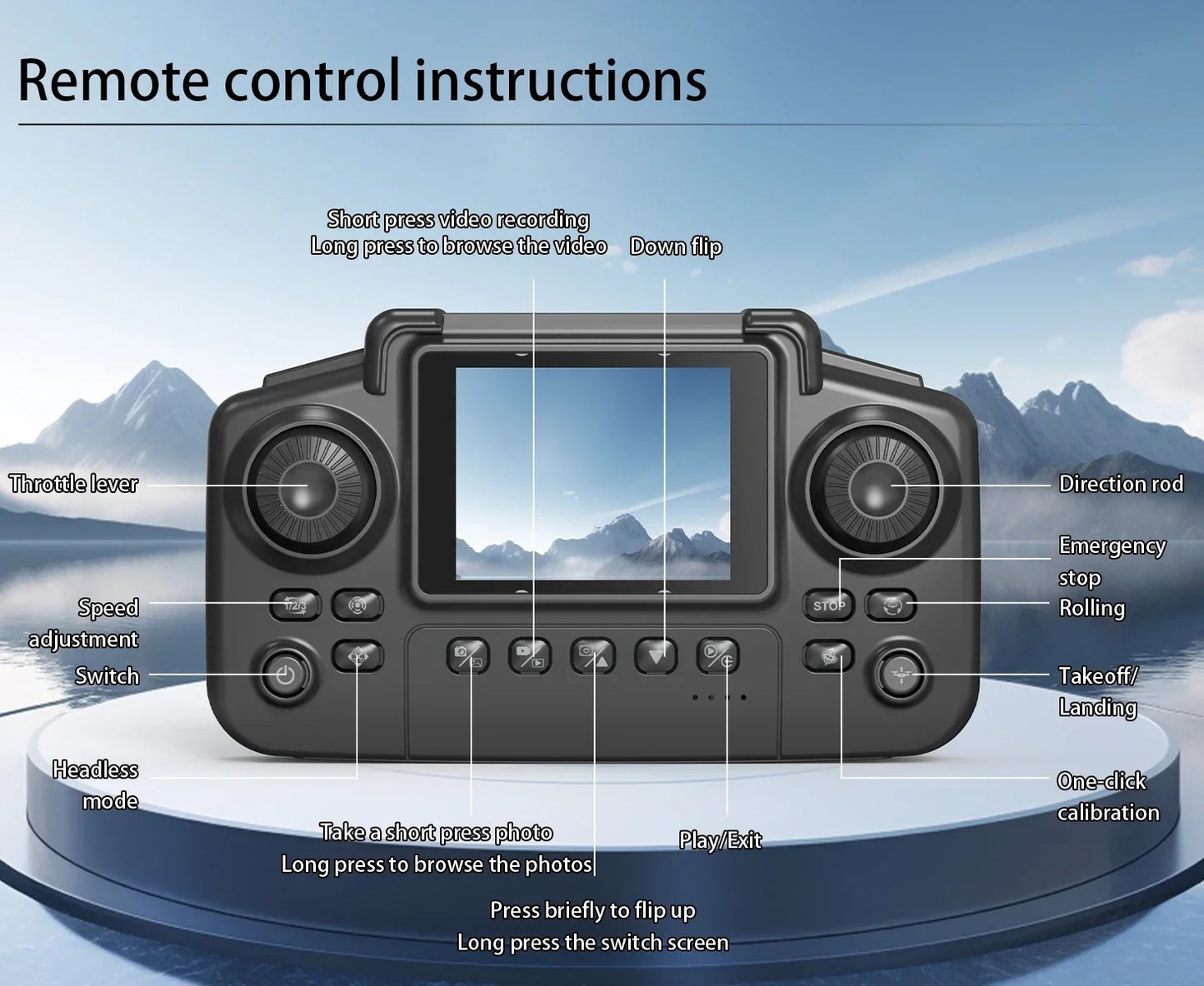 2025 E88 Pro Mini Drone With Screen Control 4K Dual Camera Optical Flow Positioning LED Lighting Remote Control