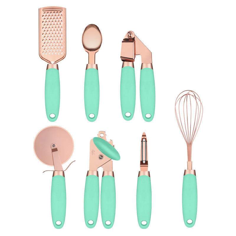 Durable Rose Gold Kitchen Tool Set - Elegant Stainless Steel