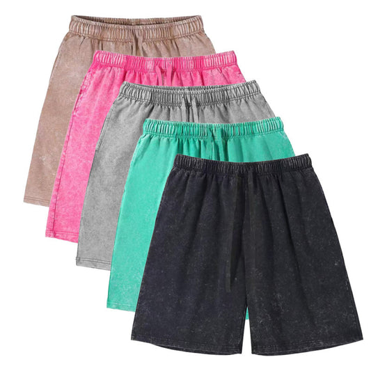 Distressed Fried Snowflake Shorts Washed Cotton Retro Loose Shorts