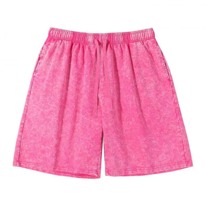 Distressed Fried Snowflake Shorts Washed Cotton Retro Loose Shorts